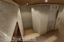 Access through Stairs & Lifts