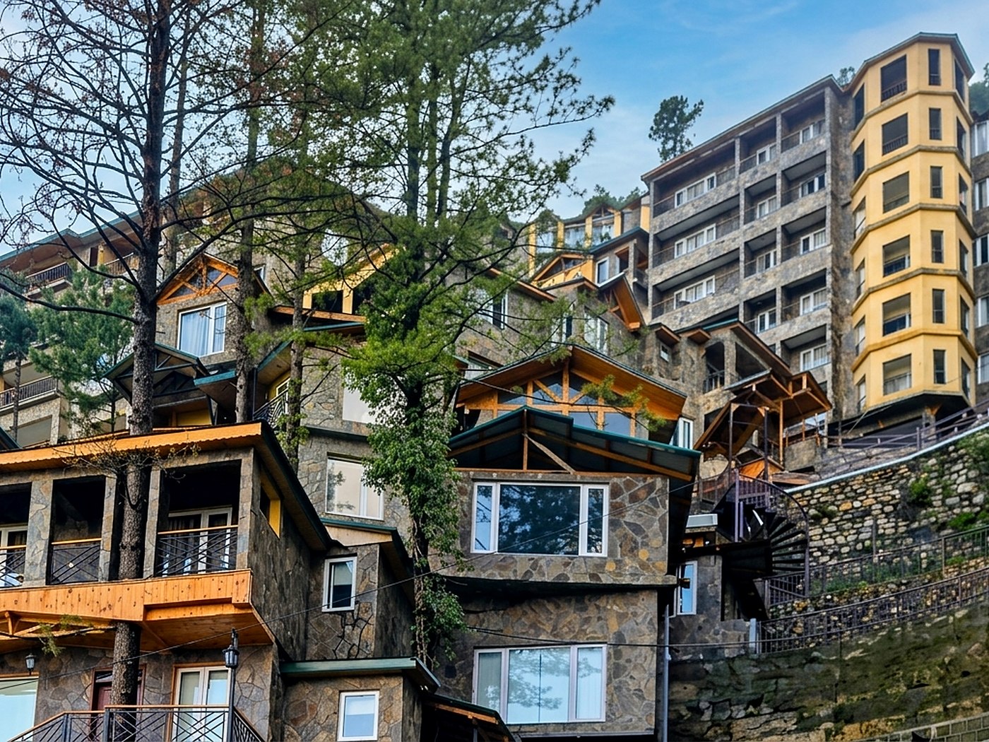 Serenity Hilltop Homes apartments and chalets among pine trees in Khaira Gali