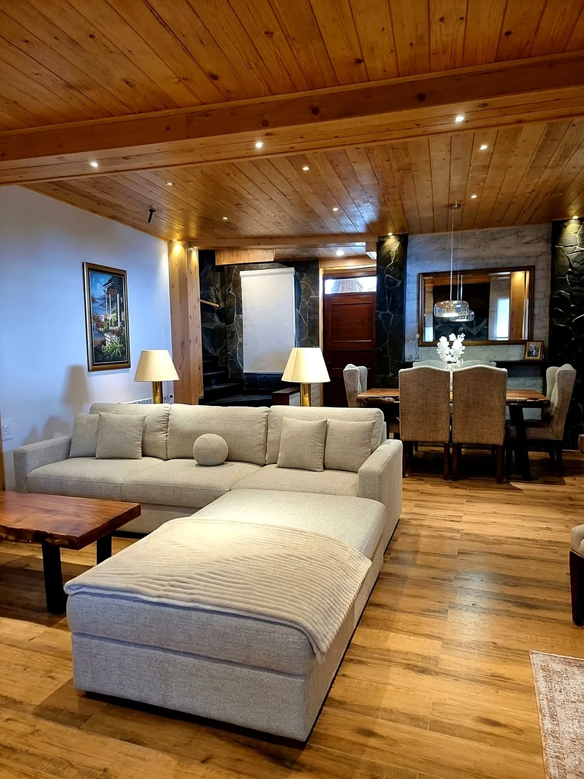 Spacious chalet living room at Serenity Hilltop Homes